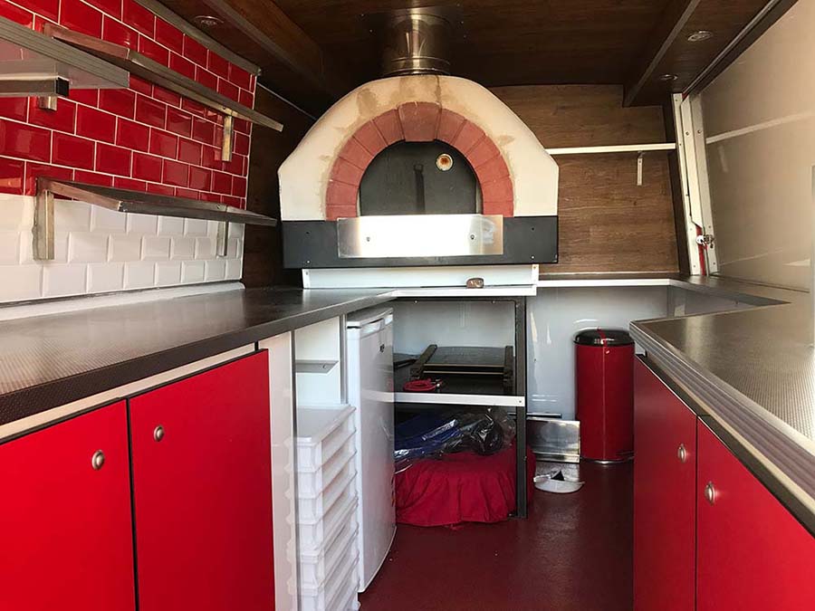 The interior of the Pizza Van